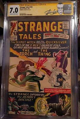 Buy STRANGE TALES #128 1965 CGC 7.0 Stan Lee SIGNED EARLY SCARLET WITCH APP • 539.66£