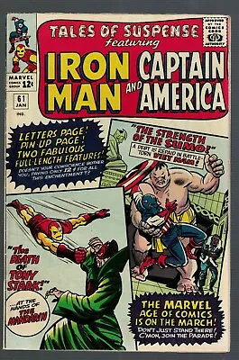 Buy Marvel Comics Tales Of Suspense 61 FN+ 6.5 Captain America Avengers 1964 • 64.99£