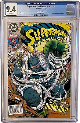 Buy Superman The Man Of Steel #18 Newsstand | 1st Doomsday CGC 9.4 White Pages 1992 • 39.82£