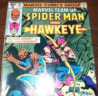 Buy MARVEL TEAM-UP #92 Spider-Man & Hawkeye From Apr. 1980 In VG/F Con. NS • 7.19£