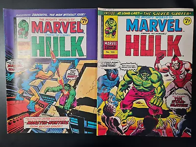 Buy The Mighty World Of Marvel Starring Hulk / Avengers #102 & #103 Marvel Uk 1974 • 0.99£