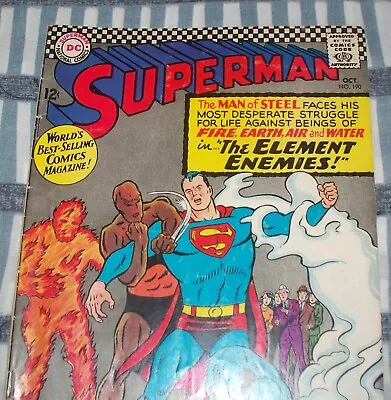 Buy Rare Double Cover SUPERMAN #190 The Elements From Oct 1966 In VG/F Condition • 159.90£
