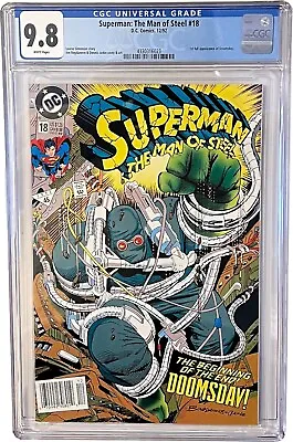 Buy Superman: The Man Of Steel #18 CGC 9.8 NM/M 1992 DC Newsstand  1st Full Doomsday • 146.30£