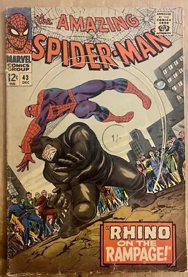 Buy Amazing Spider-Man #43 (1966) 1st Full App Of Mary Jane Watson. Rhino • 4.20£