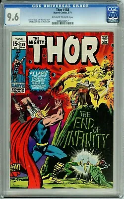 Buy Thor 188 Cgc 9.6 Stan Lee John Buscema The End Of Infinity Marvel Comics 1971 • 402.06£