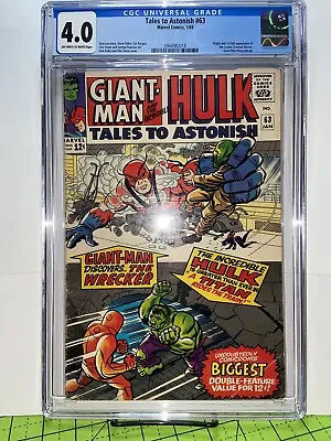 Buy TALES TO ASTONISH #63 CGC 4.0 1st APPEARANCE THE LEADER, MARVEL COMICS 1965 • 207.39£