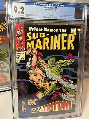 Buy Sub-Mariner #2 - Marvel Comics 1968 CGC 9.2 Triton Battles Sub-Mariner. Inhumans • 157.66£