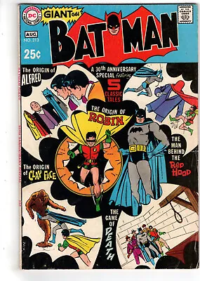 Buy Batman #213 (1966) - Grade 6.0 - Origin Of 2nd Clay-face And Robin! • 47.32£