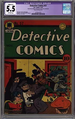 Buy Detective Comics #57 Cgc 5.5 Restored Off-white Pages Dc Comics 1941 • 672.02£