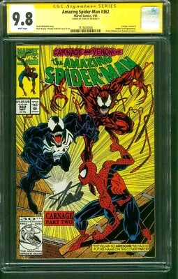 Buy Amazing Spider Man 362 CGC SS 9.8 Stan Lee 2nd Carnage Venom 1992 • 964.20£