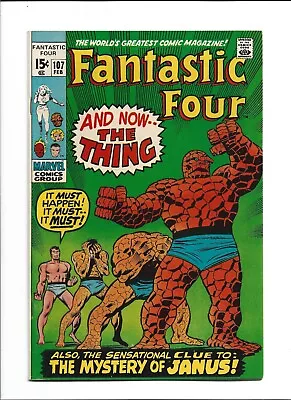 Buy Fantastic Four #107 (Feb. 1971, Marvel) NM- (9.2) Classic Thing Transformation • 72.39£