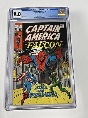 Buy Captain America 137 CGC 9.0 Ow/w Pages Marvel 1971 Spider-man Appearance • 131.06£
