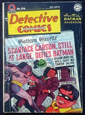 Buy Detective Comics #136 💦 BATMAN, ROBIN & SCARFACE 💦 Rare Canadian Variant 1948 • 240.15£