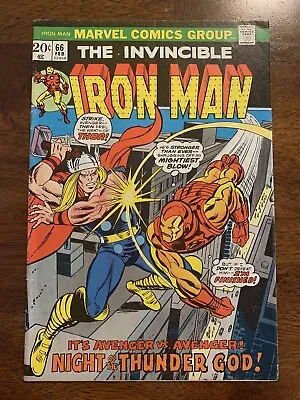 Buy IRON MAN #66 Feb 1974 FN/VF Classic Cover Thor Vs Iron Man Key Issue • 27.71£