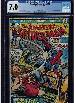 Buy Amazing Spider-man #125 Cgc 7.0 1973 John Romita Origin Of Man-wolf Owtw Pages • 70.96£