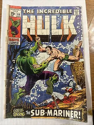 Buy The Incredible Hulk #118 (1969) Battle Vs Sub-Mariner • 11.85£