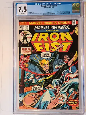 Buy Marvel Premiere # 15 First Appearance Iron Fist 1974 Cgc 7.5 White Pages • 297.91£