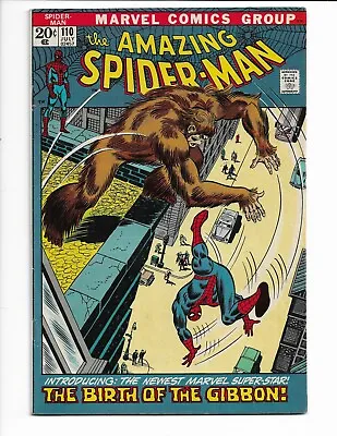 Buy Amazing Spider-man 110 - F+ 6.5 - 1st Appearance Of The Gibbon - Kraven (1972) • 51.37£