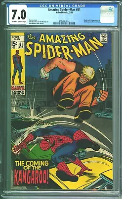 Buy Amazing Spider-Man #81 (1970) CGC 7.0 - Origin & 1st Appearance Of The Kangaroo • 135£