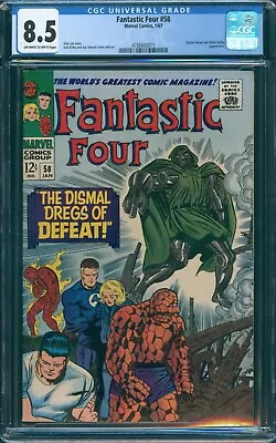 Buy Fantastic Four #58 Cgc 8.5 Doctor Doom Silver Surfer Stan Lee Kirby Marvel 1967 • 237.17£