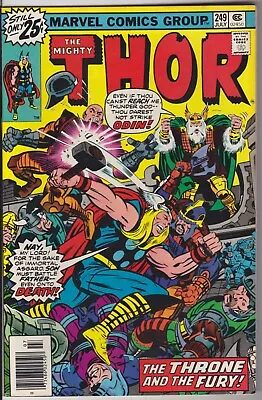 Buy The Mighty Thor #249 Odin V Thor Raw KIRBY Cover VERY HIGH GRADE! 1976 OW Pages! • 11.91£