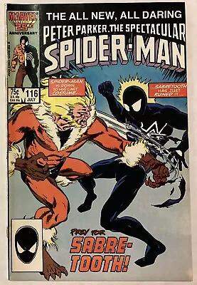 Buy Spectacular Spider-Man #116 Sabretooth Appearance! Marvel 1986, VF+ • 39.96£