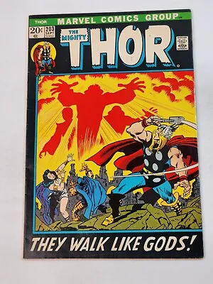 Buy The Mighty Thor 203 1st Team App Young Gods Marvel Comics Bronze Age 1972 • 15.88£