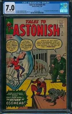 Buy Tales To Astonish #45 ⭐ CGC 7.0 OW-W ⭐ 2nd Wasp & Egghead Silver Age Marvel 1963 • 264.75£