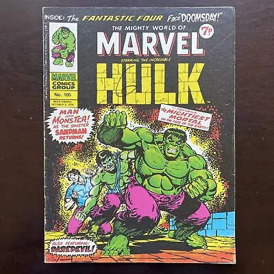 Buy Mighty World Of Marvel #105 Marvel UK Magazine October 5 1974 Hulk FF Daredevil • 7.90£