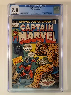 Buy Captain Marvel #26 CGC 7.0 2nd Thanos 1st Cover 1973 Marvel Comics Jim Starlin • 100.53£