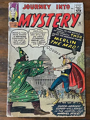 Buy Journey Into Mystery 96 - Thor Vs. The Mad Merlin - 1963 JFK! Stan Lee! • 45.99£