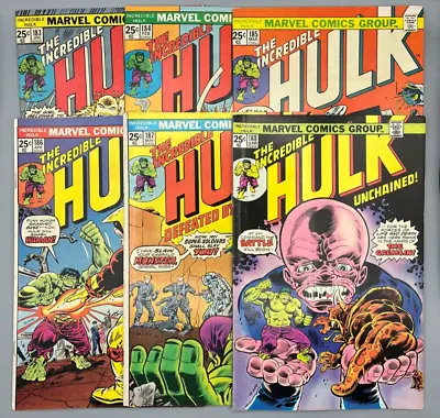 Buy Incredible Hulk 1975 RUN (6 Books) - 183 184 185 186 187 188 ~ AVG FN 6.0 • 47.69£