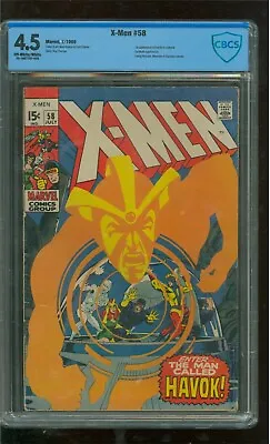 Buy X-Men #58 CBCS 4.5 OW/WP 1st App. Of Havok In Costume 1969 Marvel Comics. • 119.92£