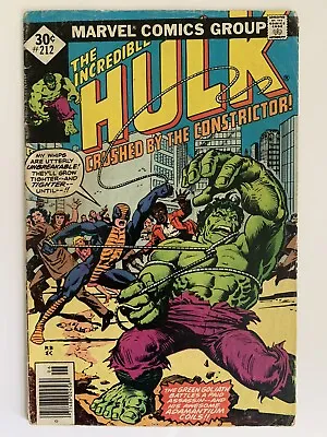 Buy Incredible Hulk #212 3.0 Gd/vg 1977 1st Appearance Of The Constrictor Marvel • 3.15£