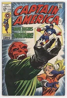 Buy Captain America 115 Marvel 1969 FN Marie Severin Stan Lee Red Skull Cosmic Cube • 52.18£