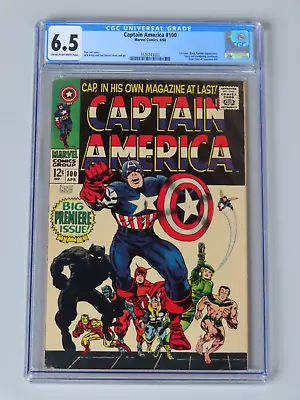 Buy Captain America #100 (1968) - CGC 6.5 - Silver Age Key - 1st SA Solo Cap Series • 275.92£