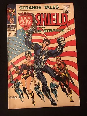 Buy Strange Tales 167 5.0 5.5 Marvel 1967 Steranko Nick Fury Drdoom Flag Cover Pq • 22.11£