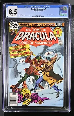 Buy The Tomb Of Dracula #45 June 1976 CGC 8.5 Marvel Comics White Pages Blade! • 94.83£