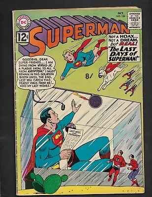 Buy SUPERMAN #156 OCT 1962 Vintage DC Comics Last Days Of Superman Free Shipping • 19.85£