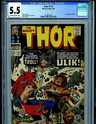 Buy Thor #137 CGC 5.5  Marvel 1967 1st Ulik Kirby Art Amricons B18 • 159.90£