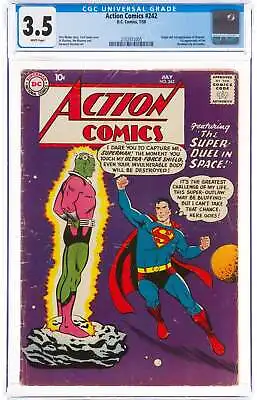 Buy Action Comics 242 CGC 3.5 - Origin And 1st App Of Brainiac. White Pages! • 2,037.52£