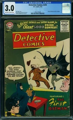 Buy Detective Comics 235 Cgc 3.0 Oww Pages Origin Batman And His Costum  C2 • 215.86£