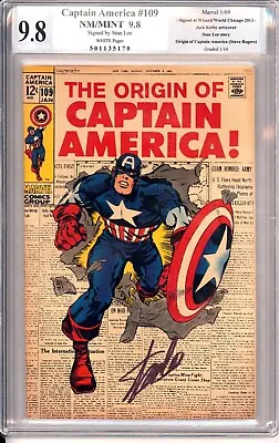 Buy CAPTAIN AMERICA #109 PGX 9.8 SS Signed By STAN LEE!!!  Origin Of CAP, Not Cgc • 2,759.70£