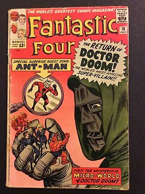 Buy FANTASTIC FOUR #16 Comic Book DOCTOR DOOM Ant-Man Stan LEE Jack KIRBY 1963 G+ • 158.31£
