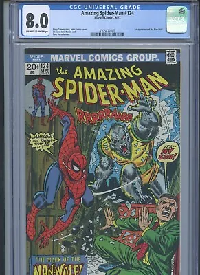 Buy Amazing Spider-Man #124 1973 CGC 8.0 (1st App Of Man-Wolf)~ • 174.15£