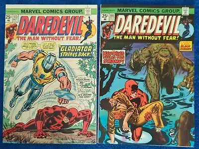 Buy Daredevil #113,114. Marvel. 1974. Gladiator! Man-thing! 9.0 Very Fine/near Mint! • 31.67£