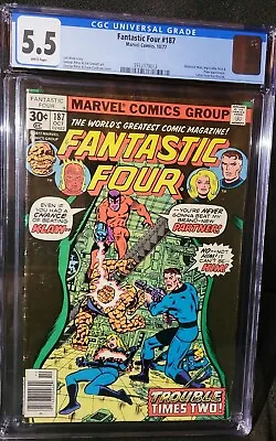 Buy 1977 FANTASTIC FOUR #187 - Impossible Man & Klaw Appearance - Marvel CGC 5.5 • 38.63£