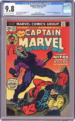 Buy Captain Marvel #34 CGC 9.8 1974 4361672001 1st App. Nitro • 1,245.43£