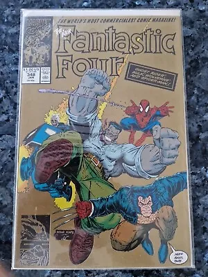 Buy Fantastic Four # 348 Gold Second Print, Arthur Adams Limited Cover Marvel Comic • 10£
