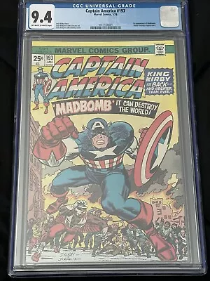 Buy Captain America #193 🌟 CGC 9.4 🌟 1st App MADBOMB! Jack Kirby Marvel Comic 1976 • 158.86£
